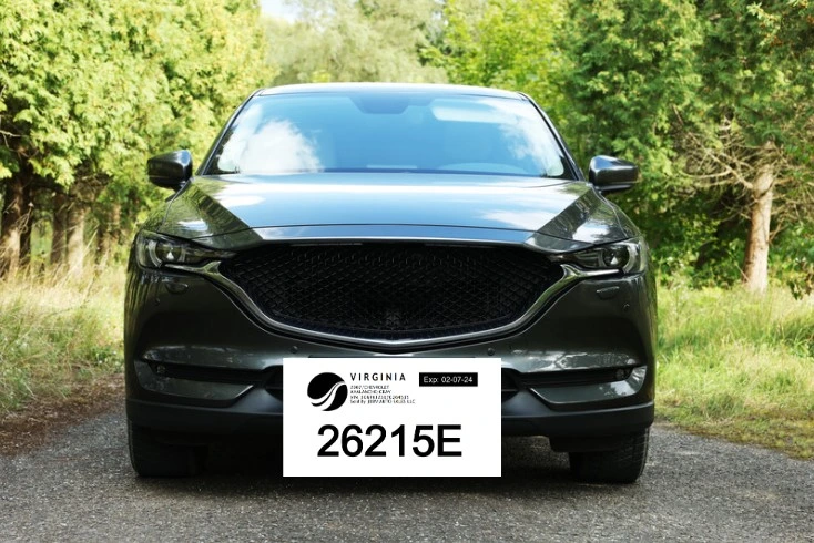 Modelo de ejemplo de placas temporales en Virginia