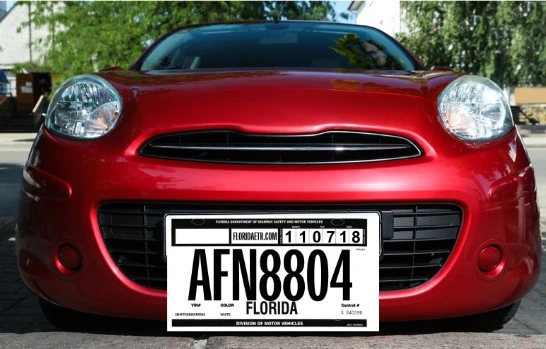 Modelo de ejemplo de placas temporales en Florida