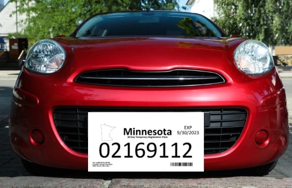 Modelo de ejemplo de placas temporales en Minnesota