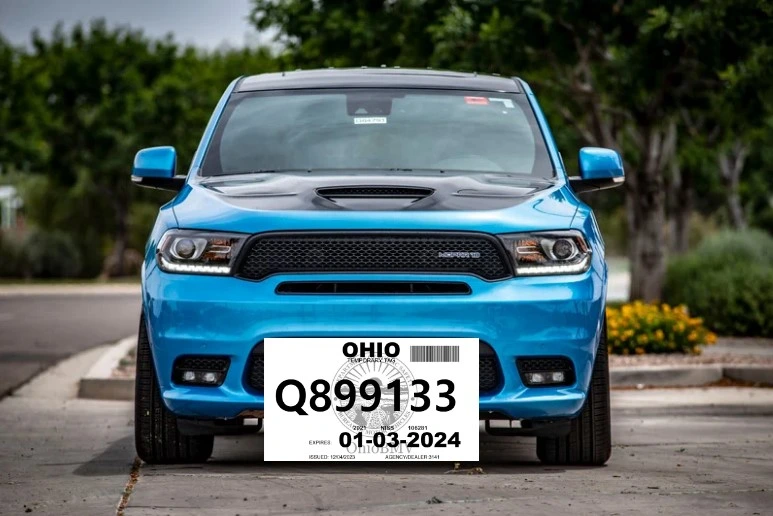 Modelo de ejemplo de placas temporales en Ohio