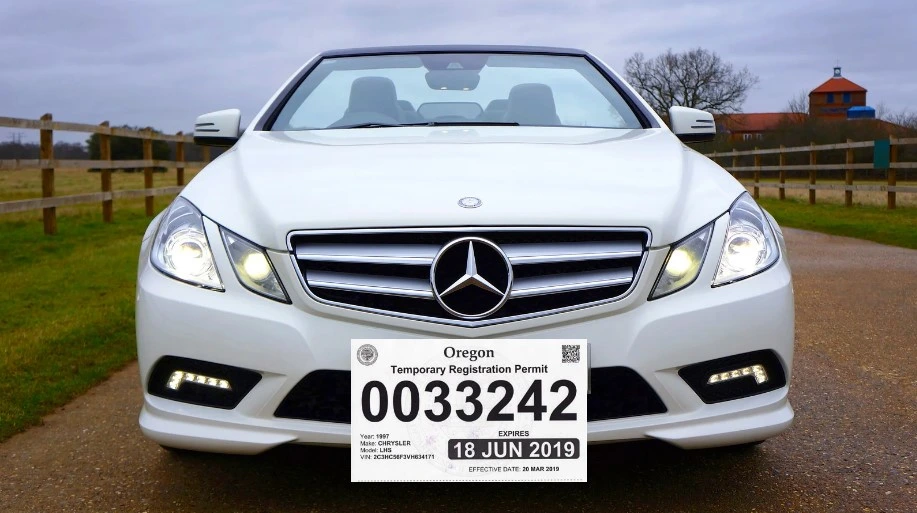 Modelo de ejemplo de placas temporales en Oregon