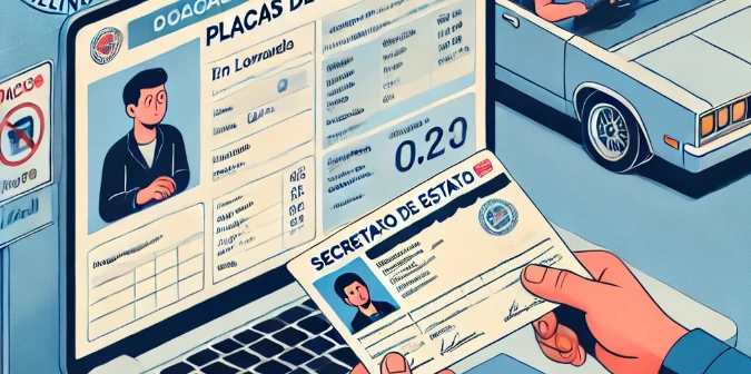 Captura de pantalla de un usuario completando el formulario de solicitud de placas en línea en el sitio web del Secretario de Estado de Illinois.