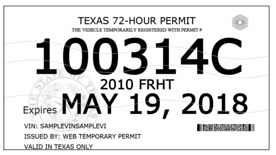 Sacar un permiso temporal en Texas de 72 horas online